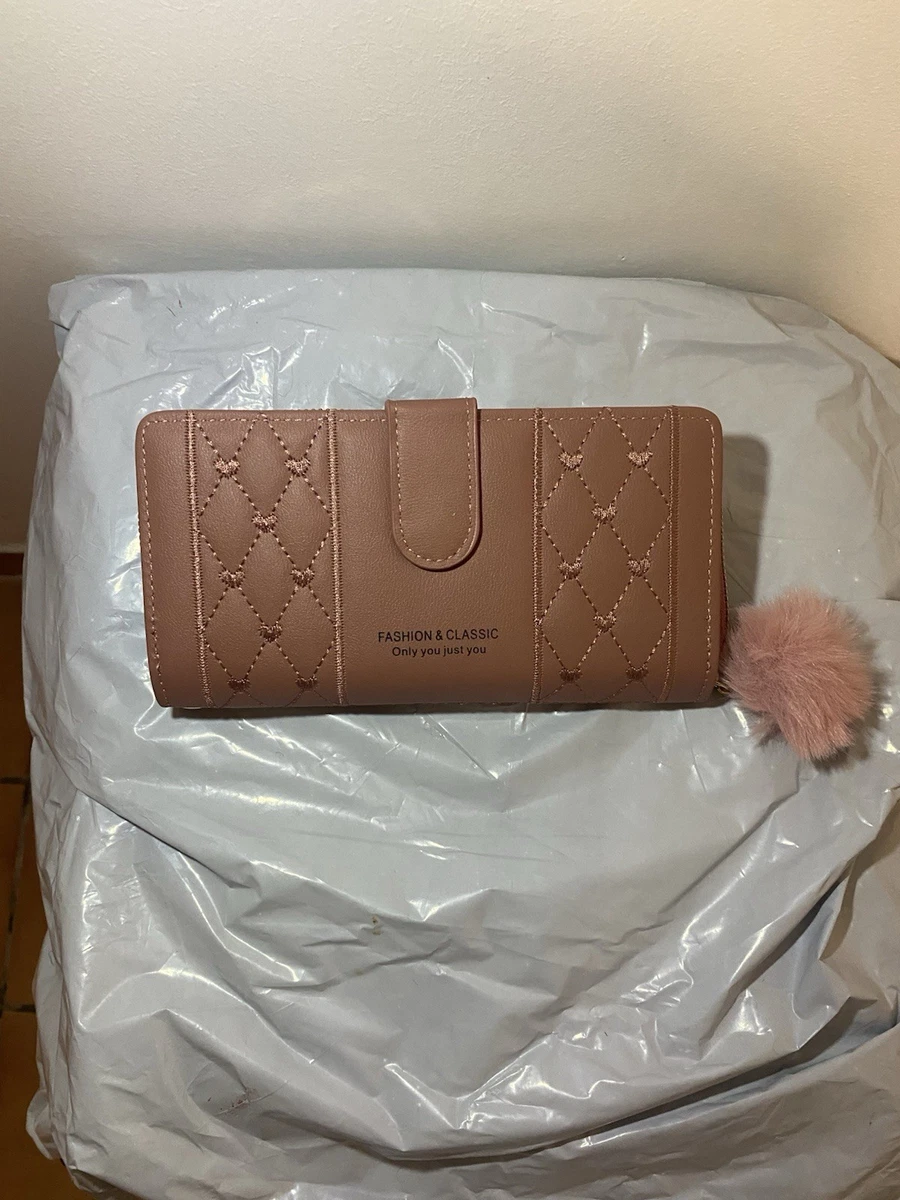 Porte-Monnaie Mini En Cuir Véritable Rose Brillant - Femme - Neuf Avec Étiquettes