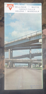 1967 Billings Butte Helena Missoula Montana street road map Conoco oil gas