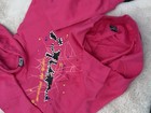 Girls Pink Pullover Hoodie Spiderweb Graphic Rhinestones Fleece Pockets S — photo 3