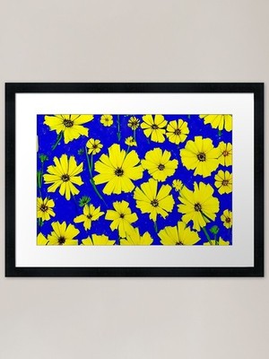 Yellow Cosmos Flowers Framed Art Pr Framed Wall Art Poster Canvas Print Picture