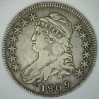 1809 Capped Bust Silver Half Dollar Circulated Early 50c Cleaned Coin