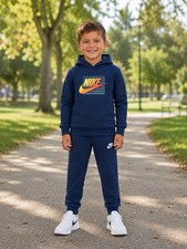 Nike Boys Size 6 Navy Hooded Sweatshirt  Jogger Pants 2 Piece Set NWT