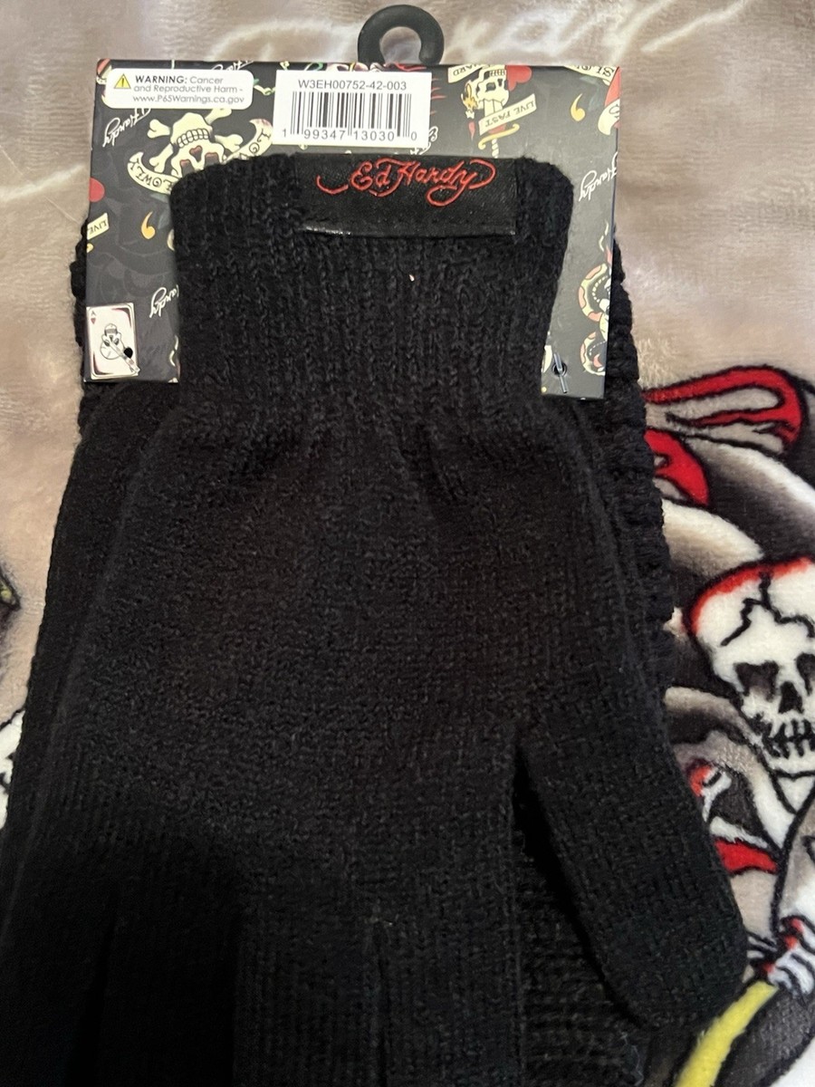 Ed Hardy Women's Love Kills Slowly Headband & Glove Set Black One