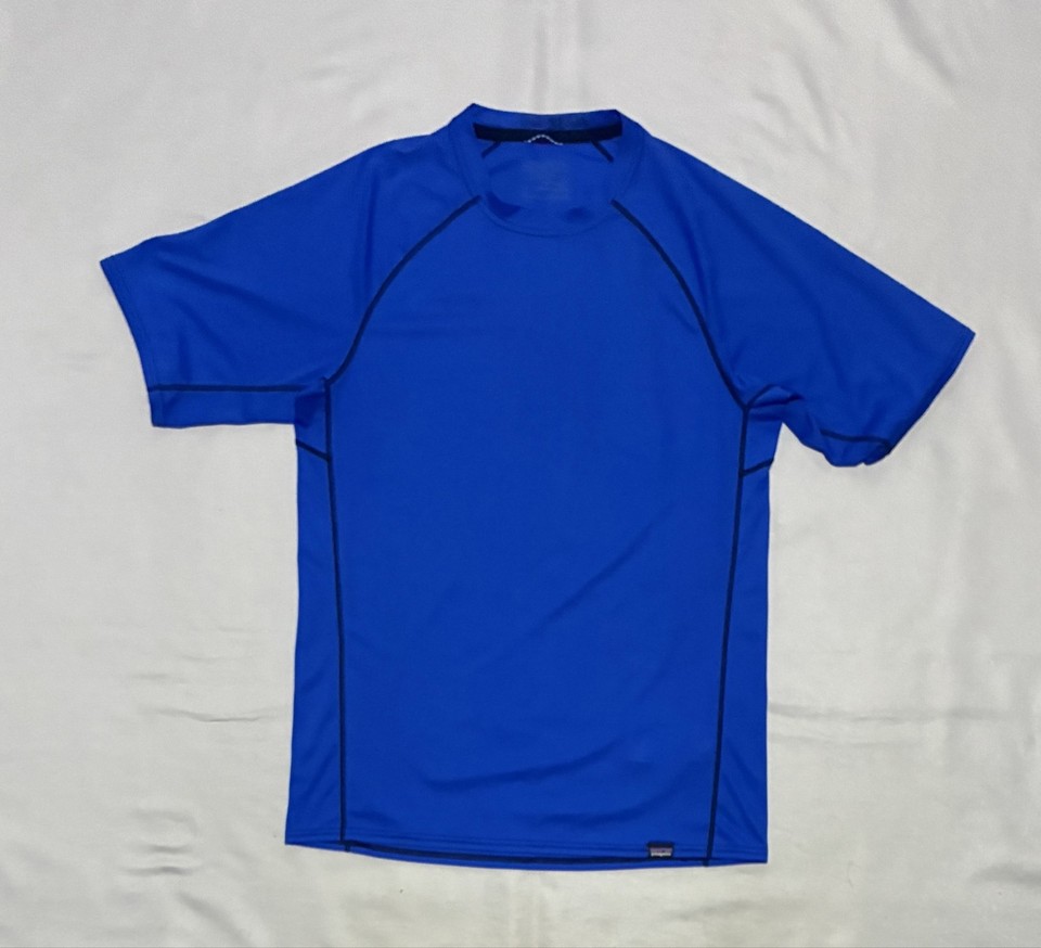 Patagonia Shirt Mens Small Blue Capilene Baselayer Short Sleeve Performance Top