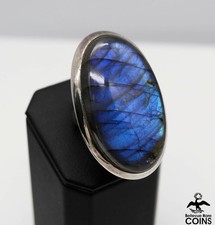 Sterling Silver Labradorite Bohemian Oval Statement Ring