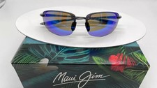 Polarized MAUI JIM Sunglasses HO'OKIPA MJ 407-11 Smoke Grey w/Blue Hawaii Mirror