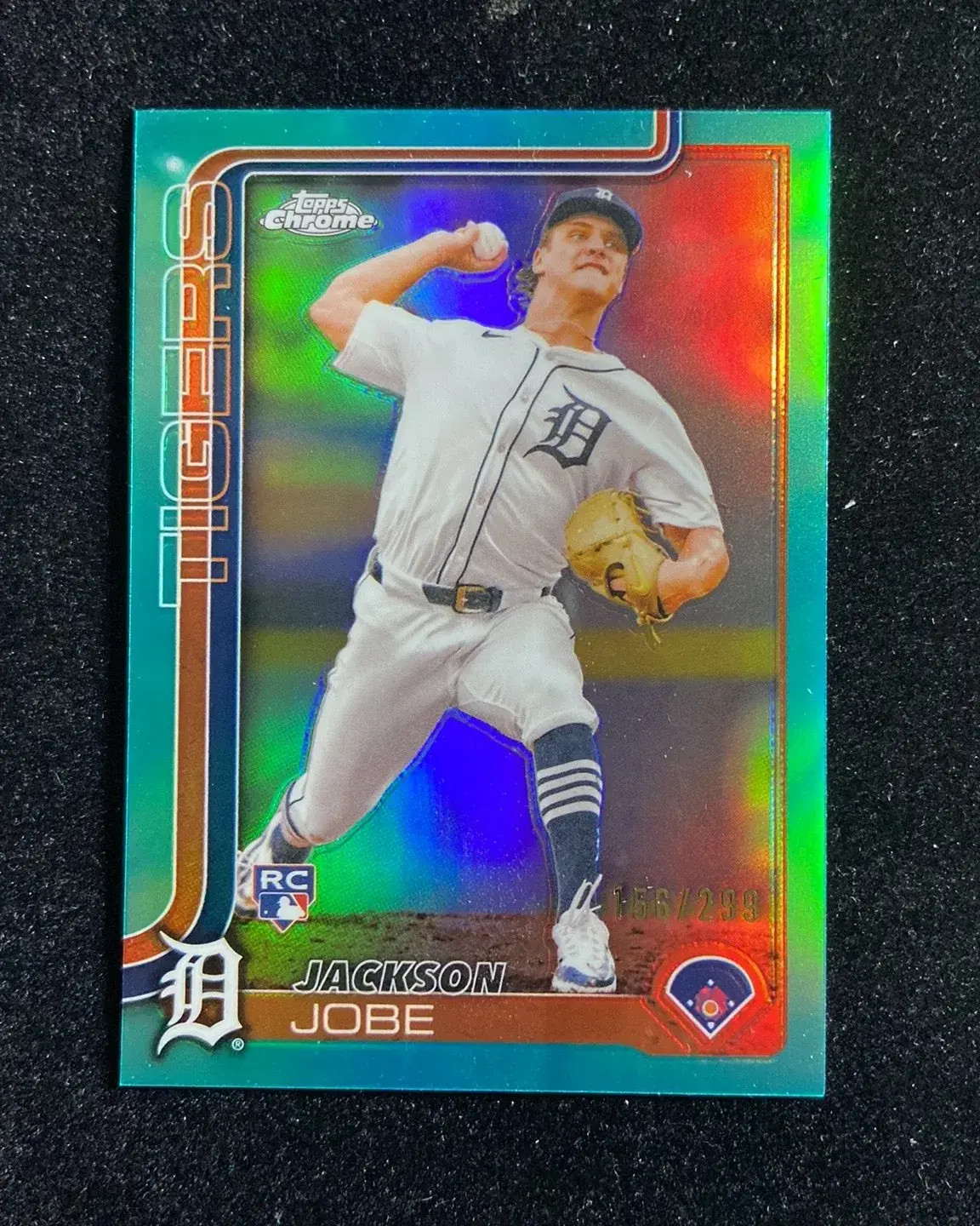 2025 Topps Chrome 35th Jackson Jobe RC Rookie #249 Aqua Refractor 156/199 HD