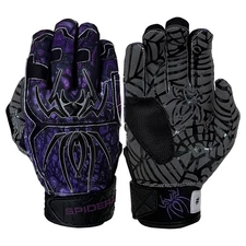Spiderz Hybrid Custom Baseball/Softball Batting Gloves - Purple Cell - Small