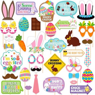 Easter Party Decorations Happy Easter Photo Booth Props Kit Cute Eggs Bunny G...
