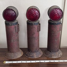 3 Vtg Arrow Safety Device Emergency Warning Light Red Glass Lens Bus Train Truck