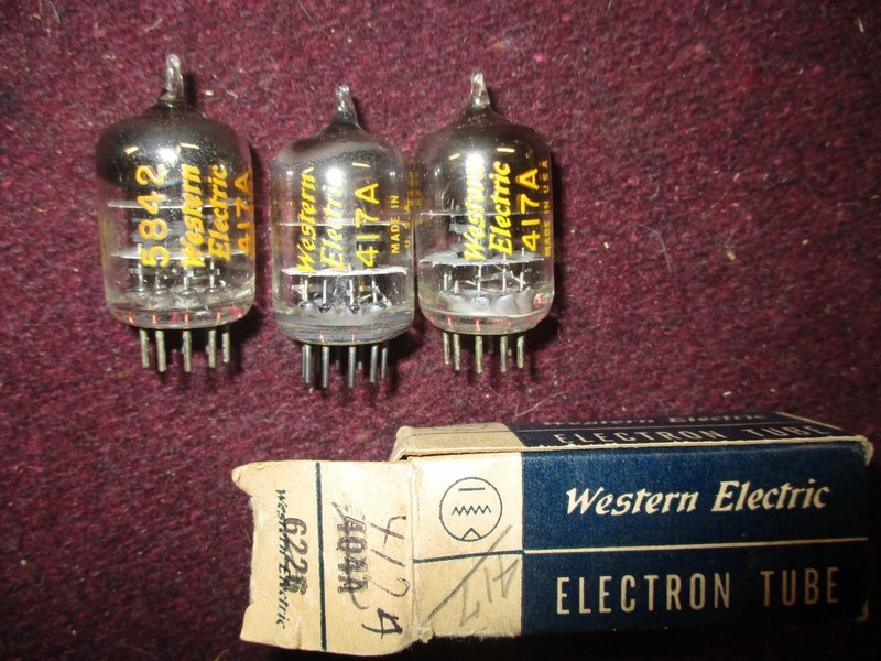 3 Western Electric 5842 417A tubes. Tested on a WE tube tester.