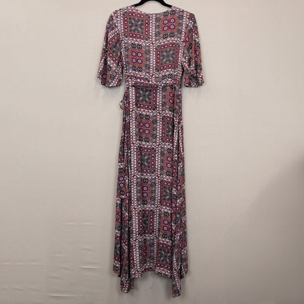 Earthbound boho square patch print maxi wrap dres… - image 4
