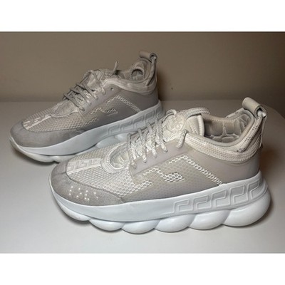 Men's Versace Chain Reaction sneakers in white mesh and suede Size 41