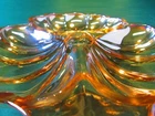 Lustrous Amberglo Carnival Glass Clover Dish Authentic 1964 by Jeanette Company