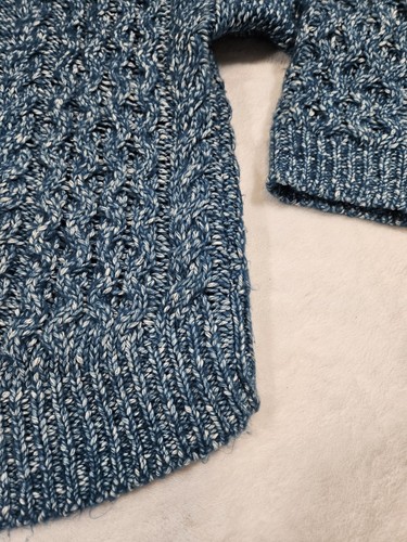 Cabi Astral Strickjacke Cropped kastig meliert blau Zopfmuster Gr. Small - Bild 4 von 9