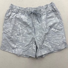 Columbia PFG Swim Trunks Mens Large L Gray White Abstract Print 5" Inseam Nylon