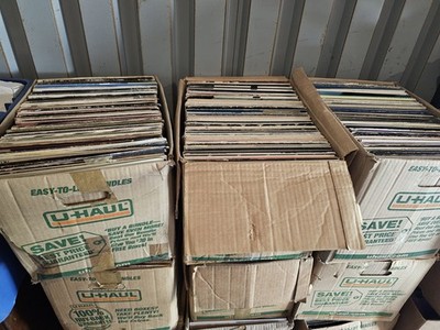 Box Lot of About 40 Vinyl 12'' Single Records From Large Collection VG+ All Genre
