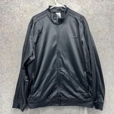 Adidas Track Jacket Mens XL Black Full Zip Vintage 3 Stripes Athletic Y2K