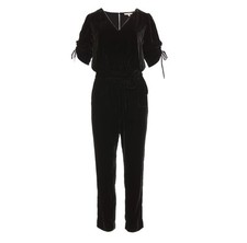 Gold Hawk Black Velvet Jumpsuit Silk Blend NWT Medium Belted MSRP $500