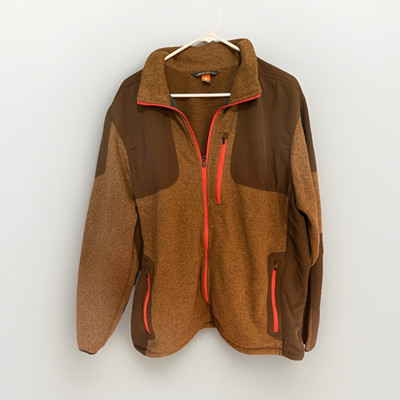 Eddie Bauer Men's XL Brown Orange Hunting Sport Shop Full Zip | Full Zip Pockets