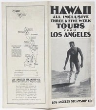 1928 Los Angeles Steamship Co Brochure – Hawaii Tours Duke Kahanamoku Cover