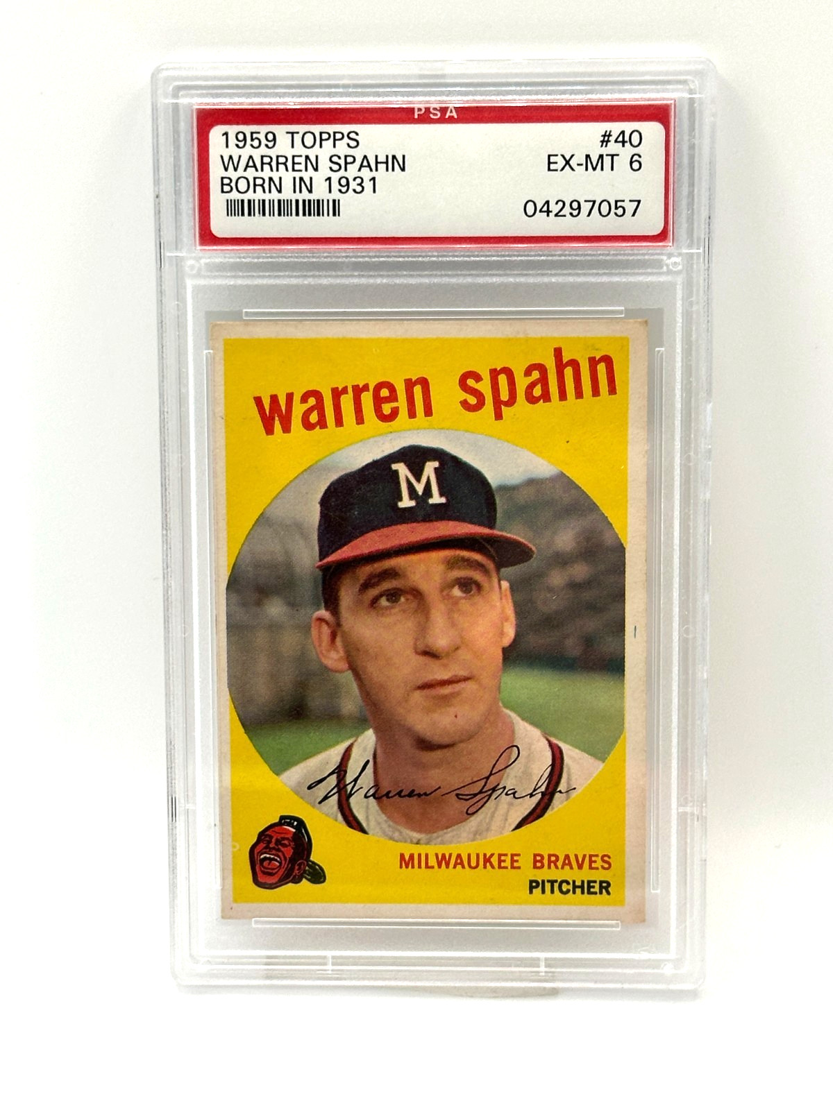 1959 Topps Warren Spahn #40 PSA 6 EX-MT Milwaukee Braves HOF Vintage