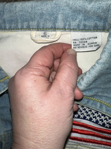 Vintage Jonathan Stone Original Denim Jean Jacket Youth Size 6 90s Flag USA - Picture 5 of 9