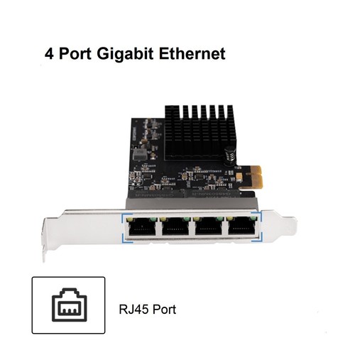 PCIe 1x 4 Ports Gigabit Ethernet Controller Card 1000Mbps NIC RTL8111H Chips - Picture 4 of 6