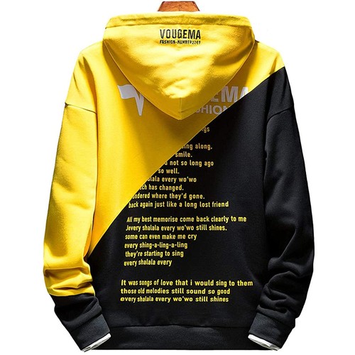 Kapuzenpullover für Herren, Patchwork Hoodie Langarm Basic Sweatshirt - Bild 10 von 22