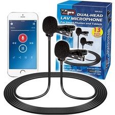Vidpro XM-DLS Dual-Head Lavalier Microphone for Smartphones and Tablets