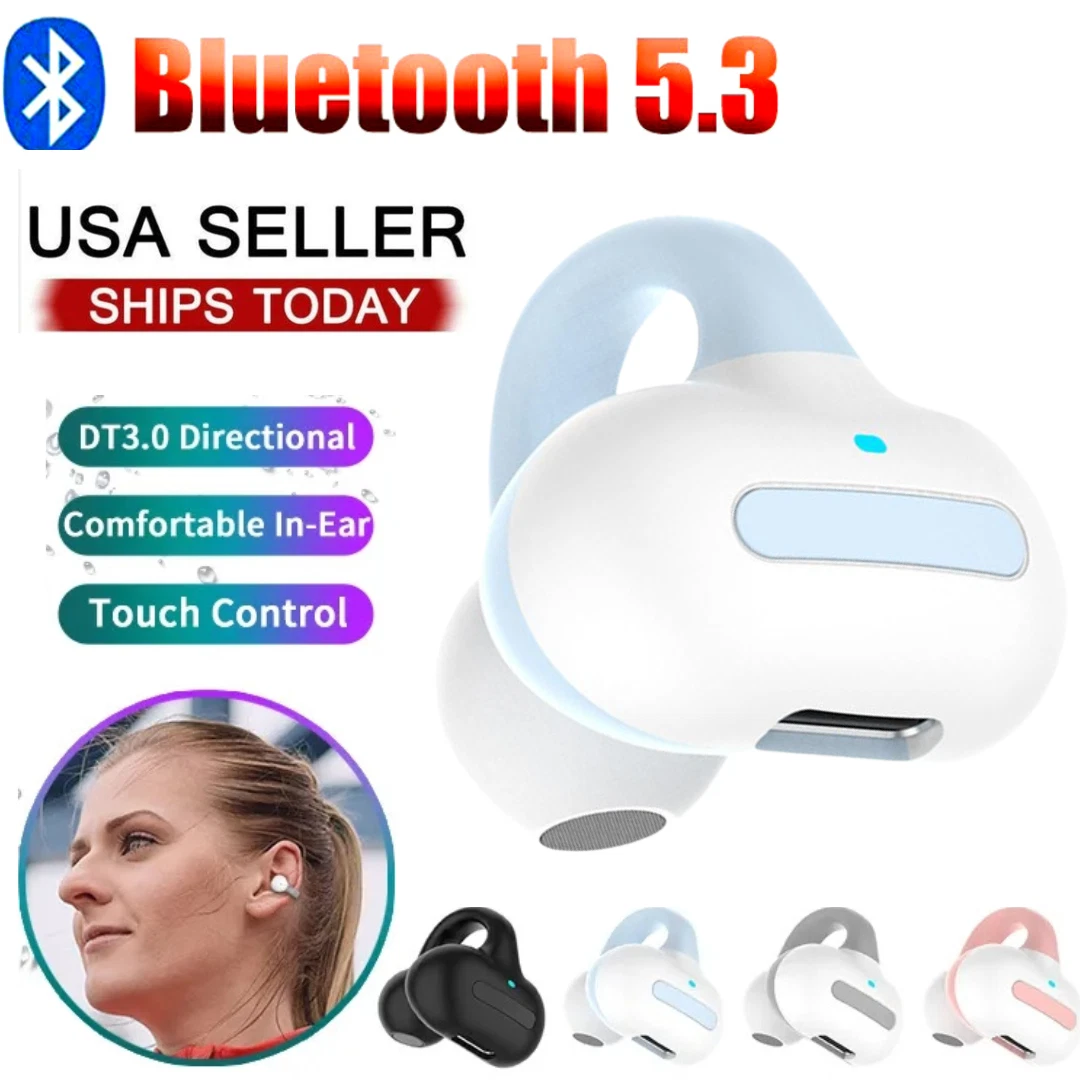Ear Clip Bone Conduction Headphones Bluetooth 5.3 Wireless Sport