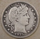 1915-D Barber Quarter 25c Nearly XF