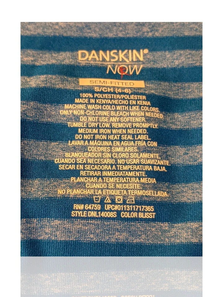 Danskin Now Semi Fitted Ladies S V-Neck Shirt, Blue/Gray Stripe Shirt. NS-6 - Image 4 of 4