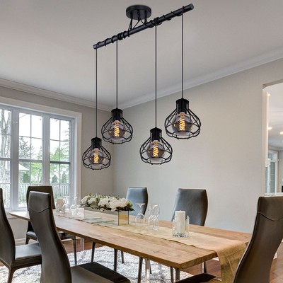 Luxus Pendel Hänge Lampe Balken Küchen Beleuchtung Käfig Spot Leuchte schwarz