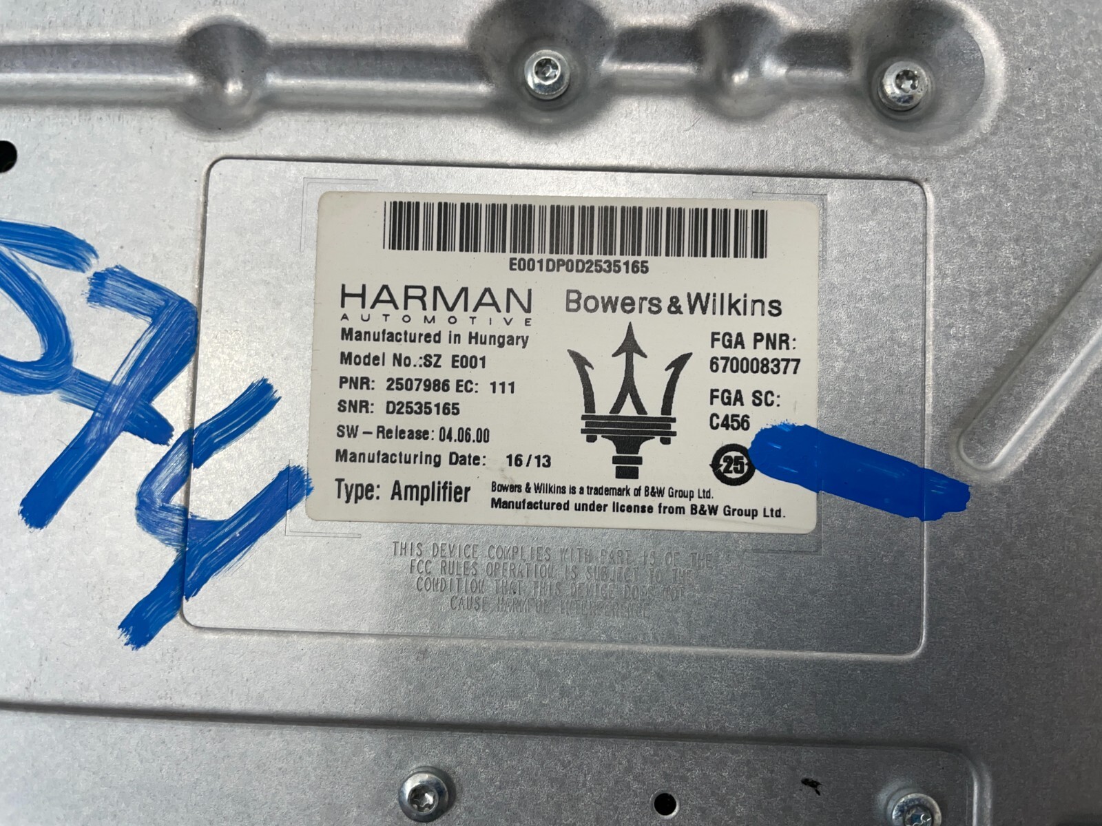 2014-2017 Maserati Quattroporte GTS Bowers & Wilkins Amplifier Module 1574 OEM