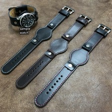 Size 16/18/20/22mm Vintage Military Cow Leather Cuff Wrist Strap Watch Band 100