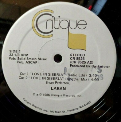 Laban - LOVE IN SIBERIA - 12'' - 1986 Near Mint Vinyl - Synth-Pop