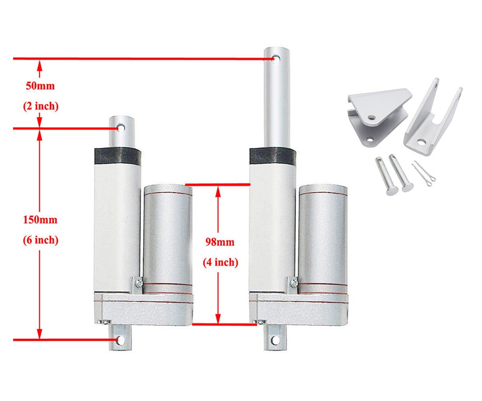 ECO-WORTHY DC 12V 2"-18" Stroke Linear Actuator 1500N 330lbs Max Lift ...