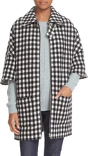 A.P.C Granville' Check Wool Blend Cape 36 NWT