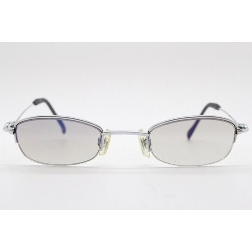 occhiali da sole rettangolari vintage anni 90. Mezza montatura argento, lenti tono chiaro. Nuovo con etichetta - Foto 4 di 8