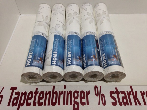 Vliestapete Rasch 5 X 447101 (5Rollen) BlüTenmuster Weiß Beige Grau Wohnzimmer-image