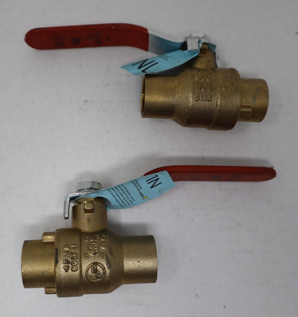 Lot of 2 Wolverine Brass 3/4" Copper Sweat Full Port Lever Handle Ball Valve