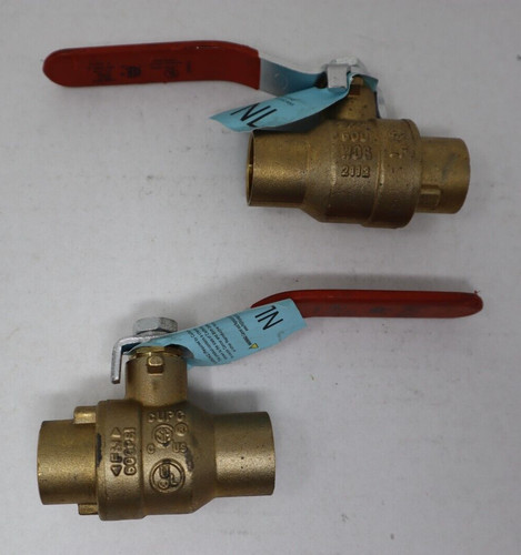 Lot of 2 Wolverine Brass 3/4" Copper Sweat Full Port Lever Handle Ball Valve