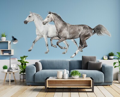 3D Grau Pferd C704 Tier Wallpaper Wandbild Poster Wandaufkleber Abziehbild Zoe