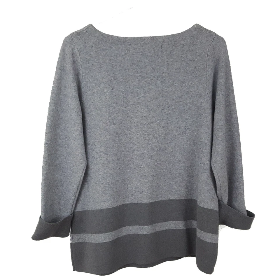 Suéter Pullover Max Studio Para Mujer Suave Talla Pequeña Gris Rayas Foto 4 de 4