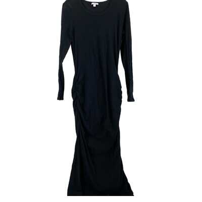 james perse black maxi dress James Perse Ruched Side Cowl Neck Maxi Dress, Black, Size 3