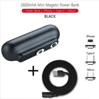 Super Small Magnetic Power Bank Portable Charger for iPhone & Android