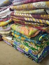 Lot of 5 Vintag Indian Handmade Kantha Quilt Throw Reversible Blanket Bedspread