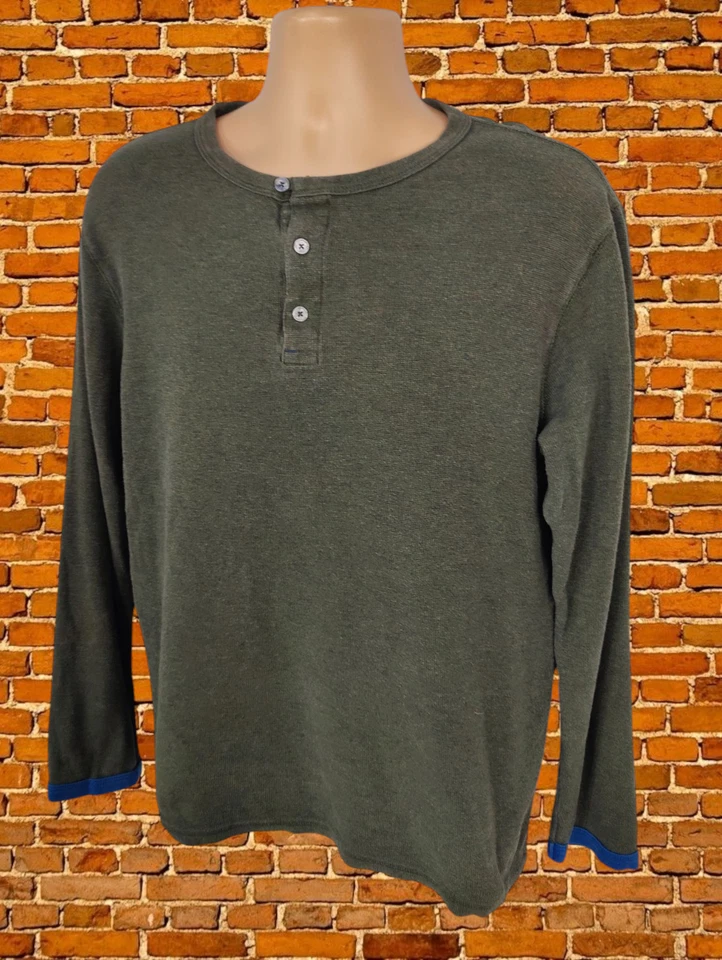 CAMISETA DE SUELO VERDE CAQUI MEDIANA 100% ALGODÓN HOMBRE MANGA LARGA SUÉTER TOP Foto 2 de 4