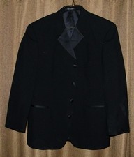 Preowned After Six Men's Black Tuxedo Long JAcket 4 Button 18 B